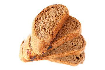 sliced piece of bread isolated on white background