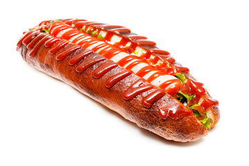 fast food hot dog isolated on white background