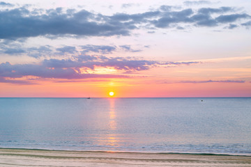 Fototapeta premium Sunrise on the Mediterranean coast of France in Argeles-sur-Mer
