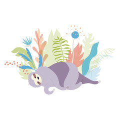 Vector illustration of cute character sloth