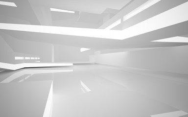 Abstract white interior highlights future. Architectural background. 3D illustration and rendering