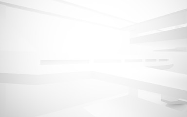 Abstract white interior highlights future. Architectural background. 3D illustration and rendering