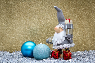 Glitzer, Weihnachtsmann, Weihnachtsmütze, Engel, Geschenk, Sterne, Kerzen und Schnee