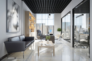 3d render modern working office