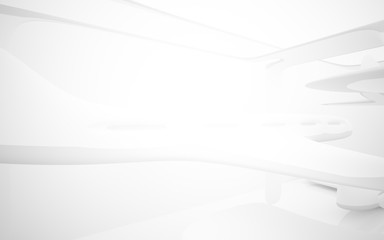 White smooth abstract architectural background whith gray lines . 3D illustration and rendering