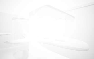 White smooth abstract architectural background whith gray lines . 3D illustration and rendering