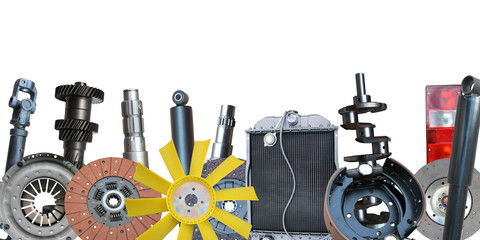 Fototapeta premium Borders of car parts isolated on white background.