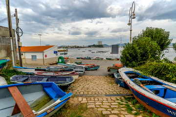 Fototapeta na wymiar Fishing boats in Canido - Vigo