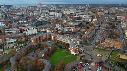 Obraz premium Aerial view of the city of Liverpool in the North Weast of the UK