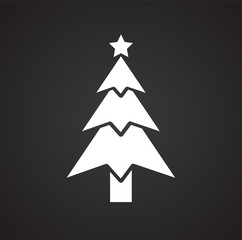 Christmas tree icon on black background for graphic and web design, Modern simple vector sign. Internet concept. Trendy symbol for website design web button or mobile app