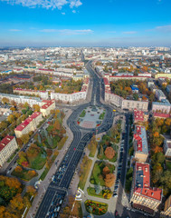 Minsk, Belarus. View on the Square of Victory. Aerial drone photo