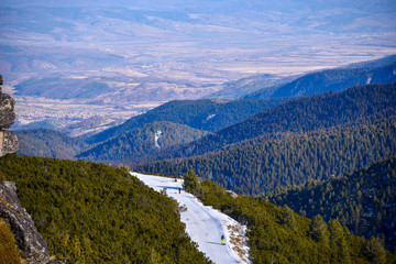 Winter Borovets Bulgaria view from the top of the mountain valley