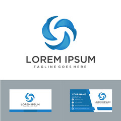 Vector Logo Design. Icon Concept. Abstract Ribbons and business card