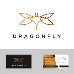 Minimalist elegant Dragonfly logo design with line art style and business card inspiration
