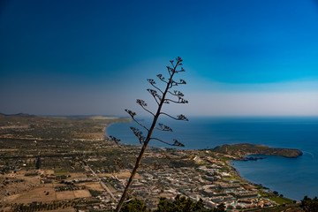 View of the city in Greece and the sea from a height