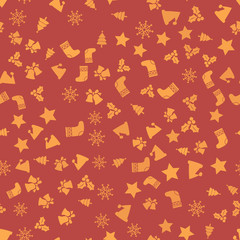 Seamless pattern with Christmas ornaments. Vector