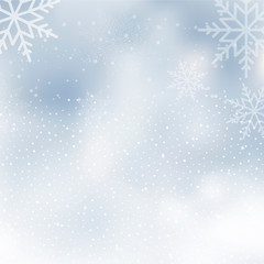 Winter background with cloudy and snowed sky. Vector.