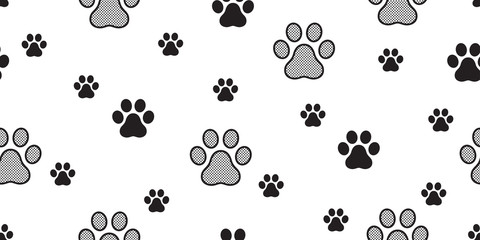 Fototapeta premium Dog Paw seamless pattern footprint vector french bulldog polka dot tile background scarf isolated repeat wallpaper illustration gift wrap