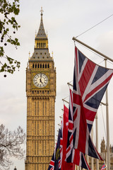 Fototapeta na wymiar Big Ben with English flag