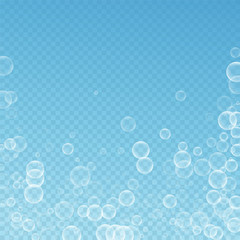 Random soap bubbles abstract background. Blowing b