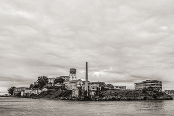 Alcatraz in black and white