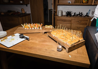 Ham canapes with skewers