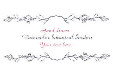 Fototapeta premium Watercolor decorative botanical borders