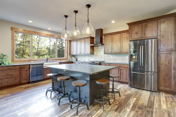 Luxurious open plan kitchen design with large center island