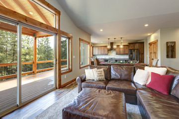 Living room interior with open floor plan.