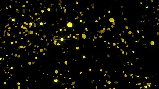 Golden Confetti - 60fps Glamorous Falling Confetti Video Background Loop // Golden Confetti snippets tumbling from a night sky. A stylish and glamorous video loop for festive moments.