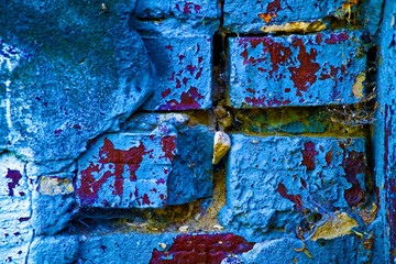 Grunge brick painted block wall