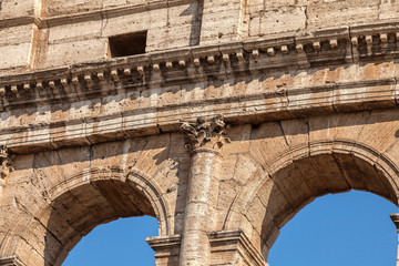 Exterior Detail of Coliseum, Colosseum in Rome, Italy