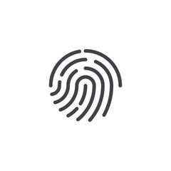 Vector fingerprint icon. Fingerprint symbol shape. Biometric security sign. Interface button. Element for design mobile app or website