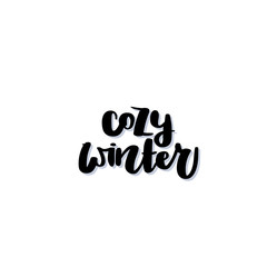 Cozy winter. Handwritten black text.