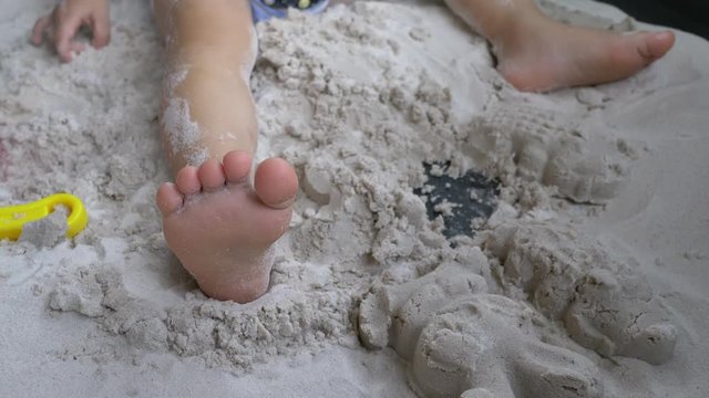 slow motion, mother using toy block sand shape with cute child have fun
