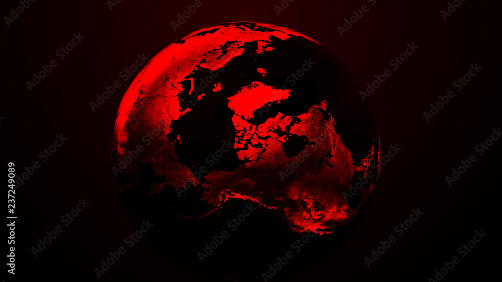 Wall mural global network planet. exoplanet or extrasolar planet red color. cosmic art background. 3d rendering