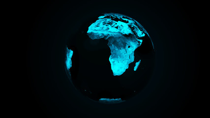 Global network planet. Exoplanet or Extrasolar planet blue color. Cosmic art background. 3D rendering.