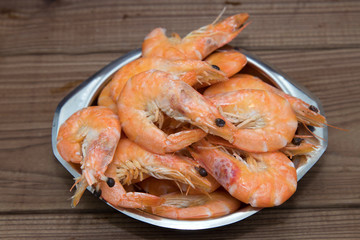 fresh prawns prepared, seafood