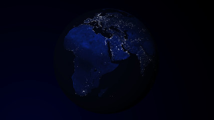 Fototapeta na wymiar Global network planet. Exoplanet or Extrasolar night planet . Cosmic art background. 3D rendering.