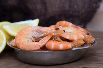 fresh prawns prepared, seafood