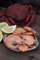 fresh prawns prepared, seafood