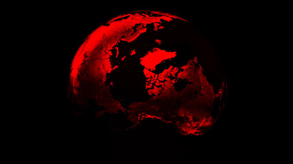 Global network planet. Exoplanet or Extrasolar planet red color. Cosmic art background. 3D rendering.