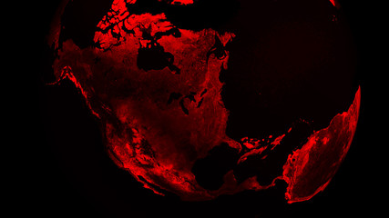 Global network planet. Exoplanet or Extrasolar planet red color. Cosmic art background. 3D rendering. © Tetiana