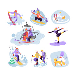 beautiful vector illustration ski club. Skiing, snowboarding and