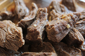 Korean side dish, boiled meat in soy sauce 