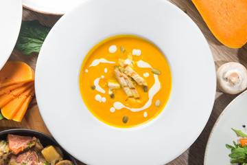 Pumpkin soup with chicken