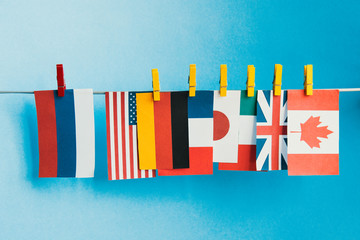 flags of countries Great 7. G7, G8 summit economic political concept 