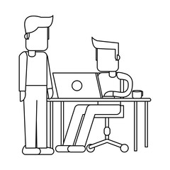 Working with computer avatar black and white