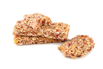 Granola bars isolated on white background