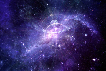 Abstract Artistic Bright Purple Galaxy Background